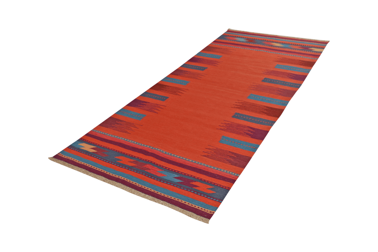 Kelim Gashgai — Handmade, 106x249 cm, Red, 100% Virgin Wool | View 5