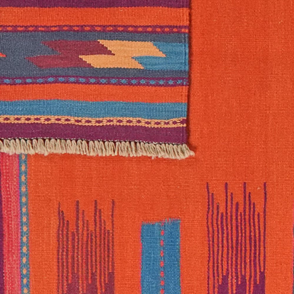 Kelim Gashgai — Handmade, 106x249 cm, Red, 100% Virgin Wool | View 6