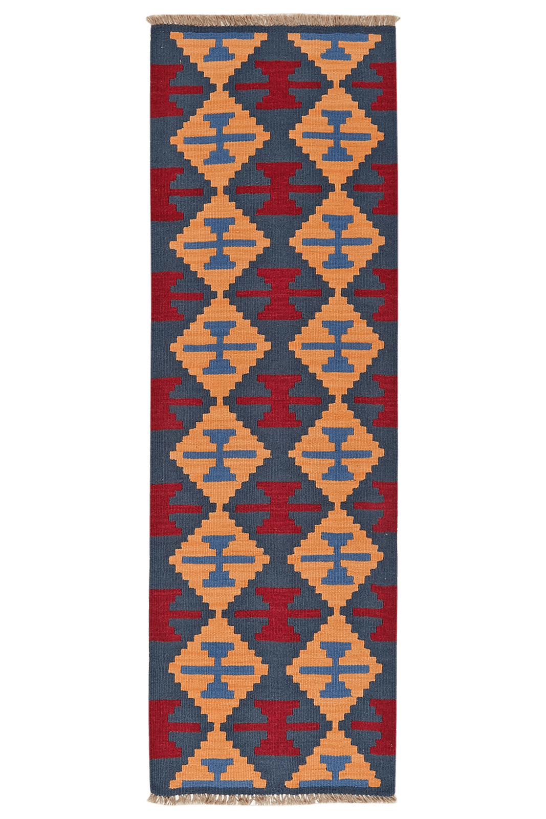 Kelim Gashgai — Handmade, 66x201 cm, Blue, 100% Virgin Wool | Main view