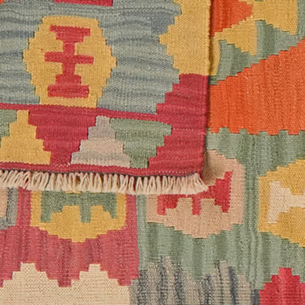 Kelim Gashgai — Handmade, 91x303 cm, Red, 100% Virgin Wool | View 6
