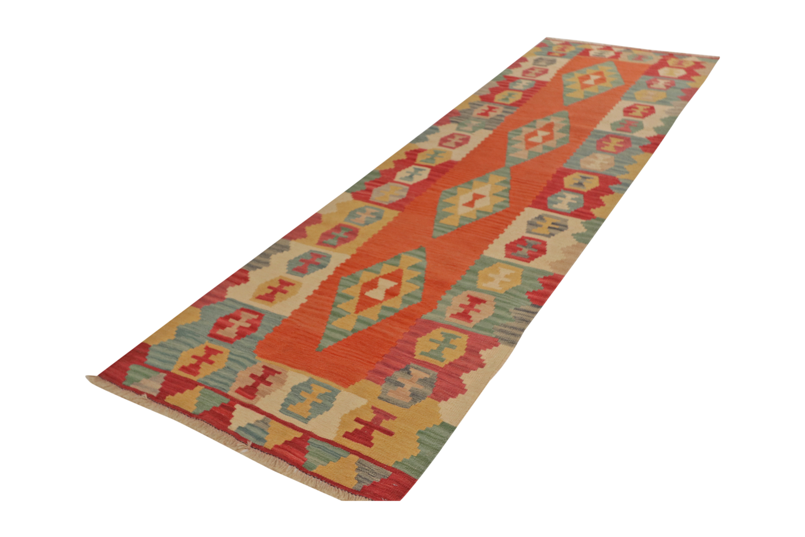 Kelim Gashgai — Handgefertigt, 303x91 cm, Bunt, 100% Virgin Wool | View 6