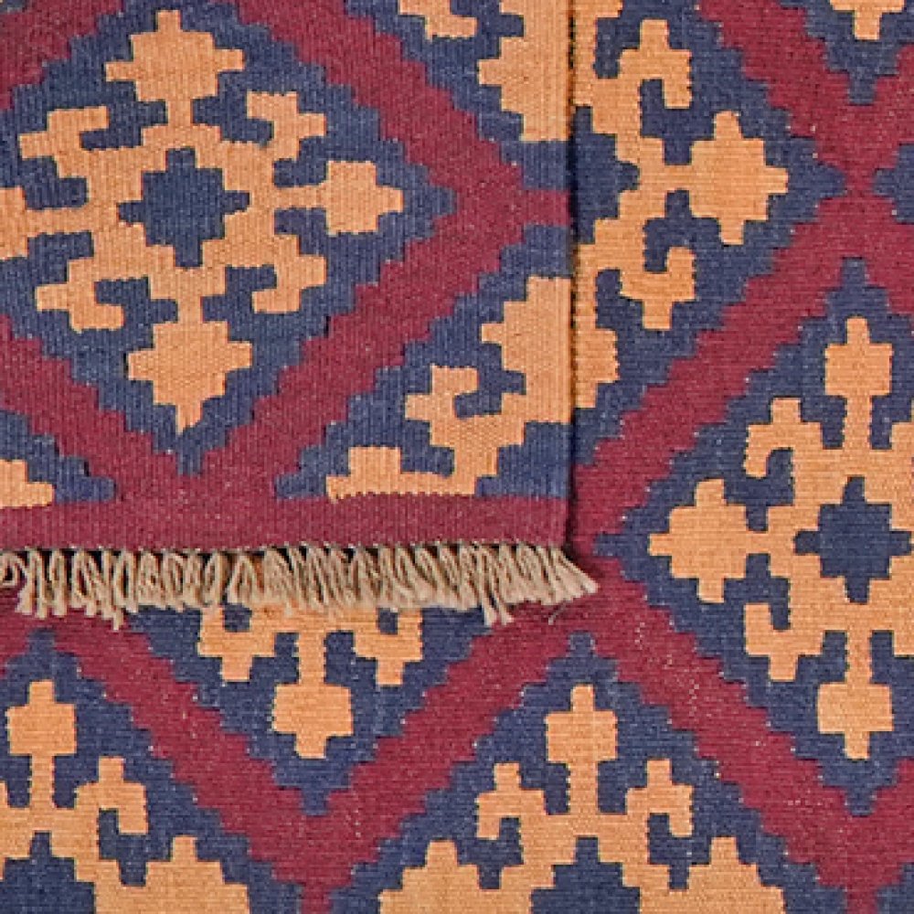 Kelim Gashgai — Handmade, 75x302 cm, Violett, 100% Virgin Wool | View 6