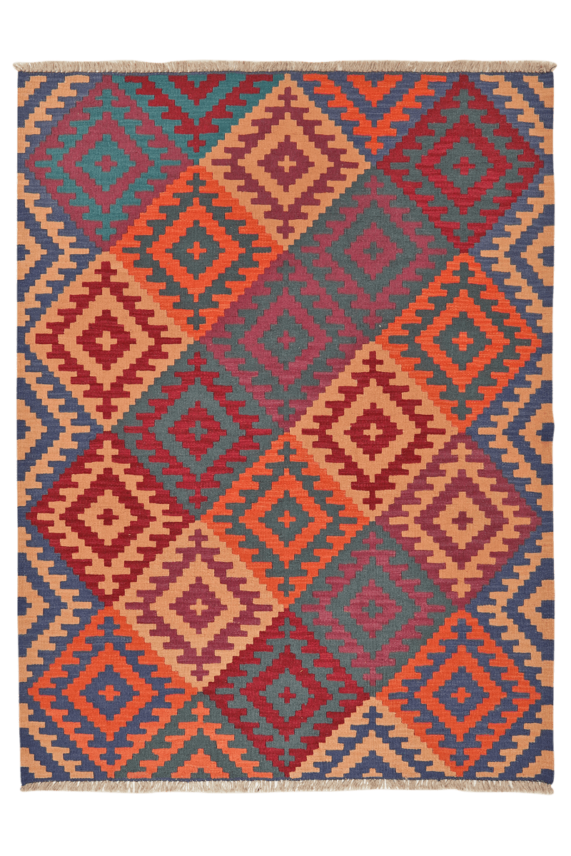 Kelim Gashgai — Handmade, 152x197 cm, Multicolor, 100% Virgin Wool | Main view