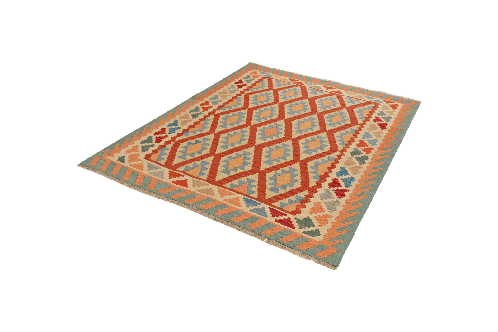 Kelim Gashgai — Handmade, 154x188 cm, Red, 100% Virgin Wool | View 5