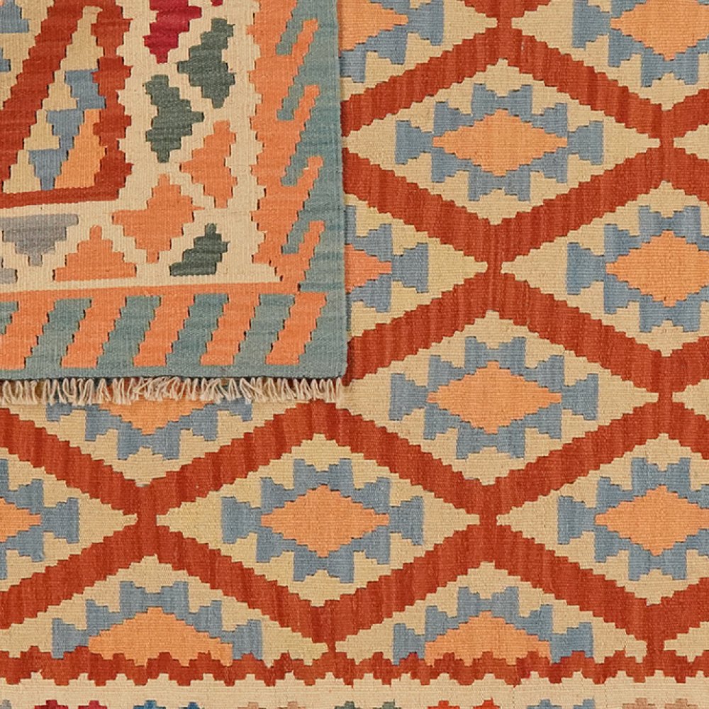 Kelim Gashgai — Handmade, 154x188 cm, Red, 100% Virgin Wool | View 6