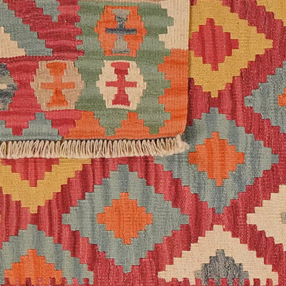 Kelim Gashgai — Handmade, 106x158 cm, Pink, 100% Virgin Wool | View 6