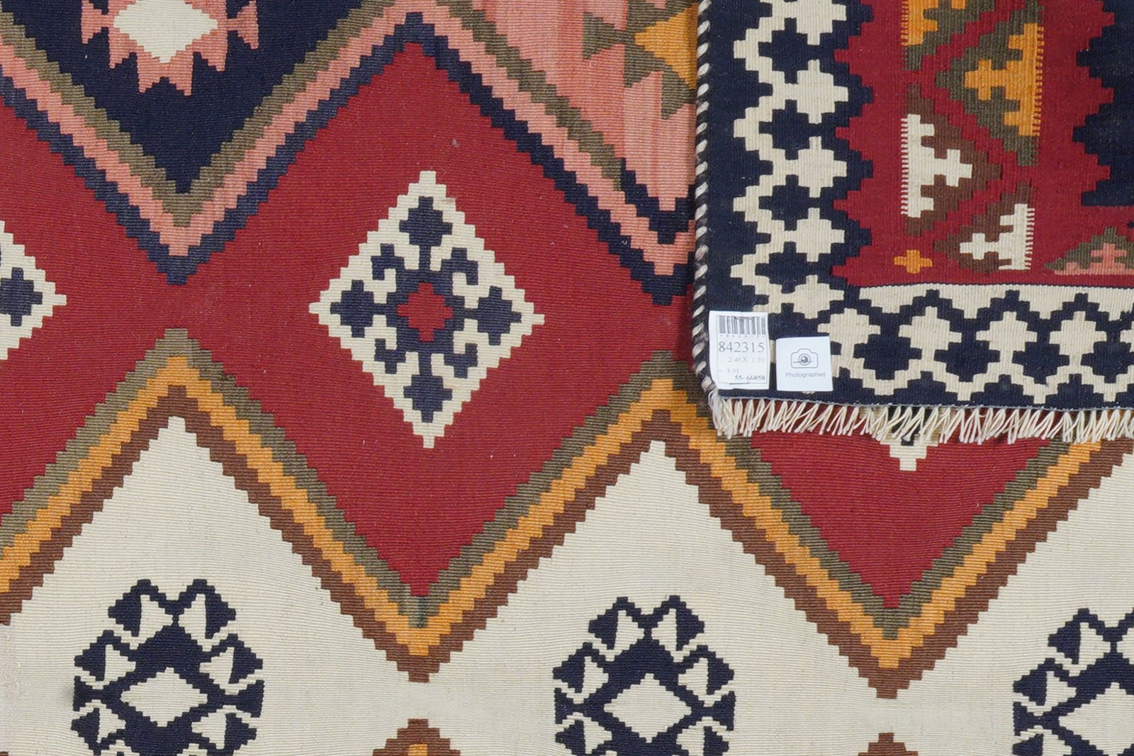 Kelim Gashgai Old — Handmade, 159x246 cm, Red, 100% Virgin Wool | View 5