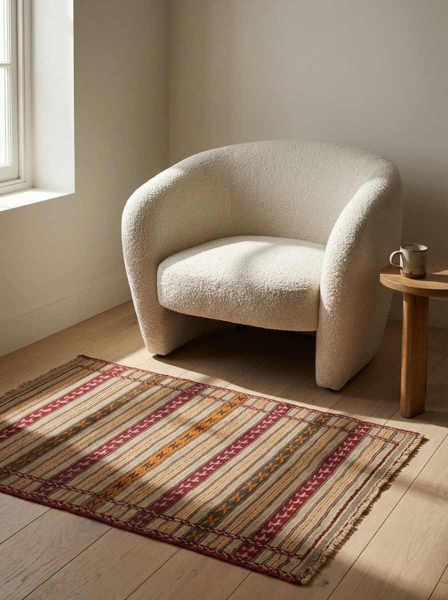 Kelim Kordi — Handmade, 97x150 cm, Beige, 100% Virgin Wool | Detail view