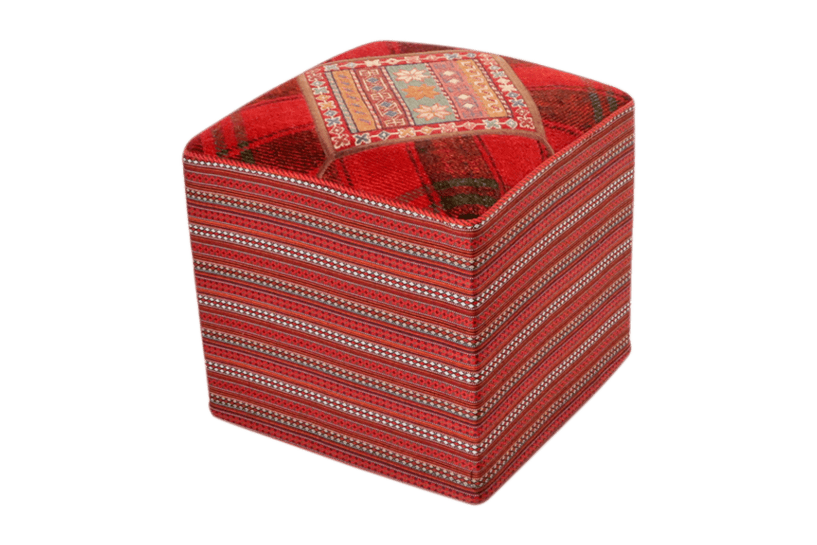 Kelim Pouf — Handmade, 47x47 cm, Multicolor, 100% Virgin Wool | View 6