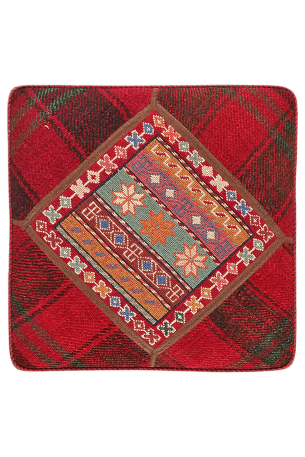 Kelim Pouf — Handmade, 47x47 cm, Multicolor, 100% Virgin Wool | View 7