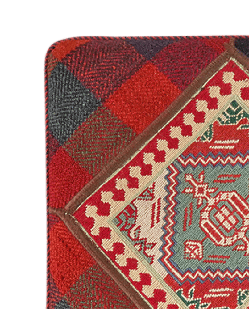 Kelim Pouf — Handmade, 47x47 cm, Multicolor, 100% Virgin Wool | View 3