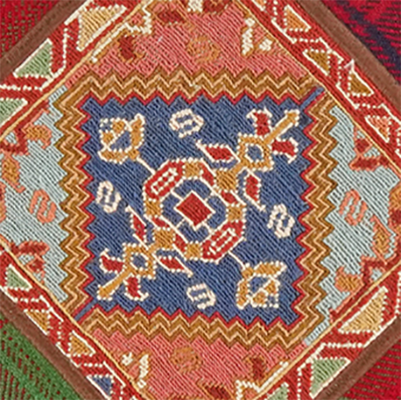 Kelim Pouf — Handgefertigt, 47x47 cm, Bunt, 100% Virgin Wool | Back view