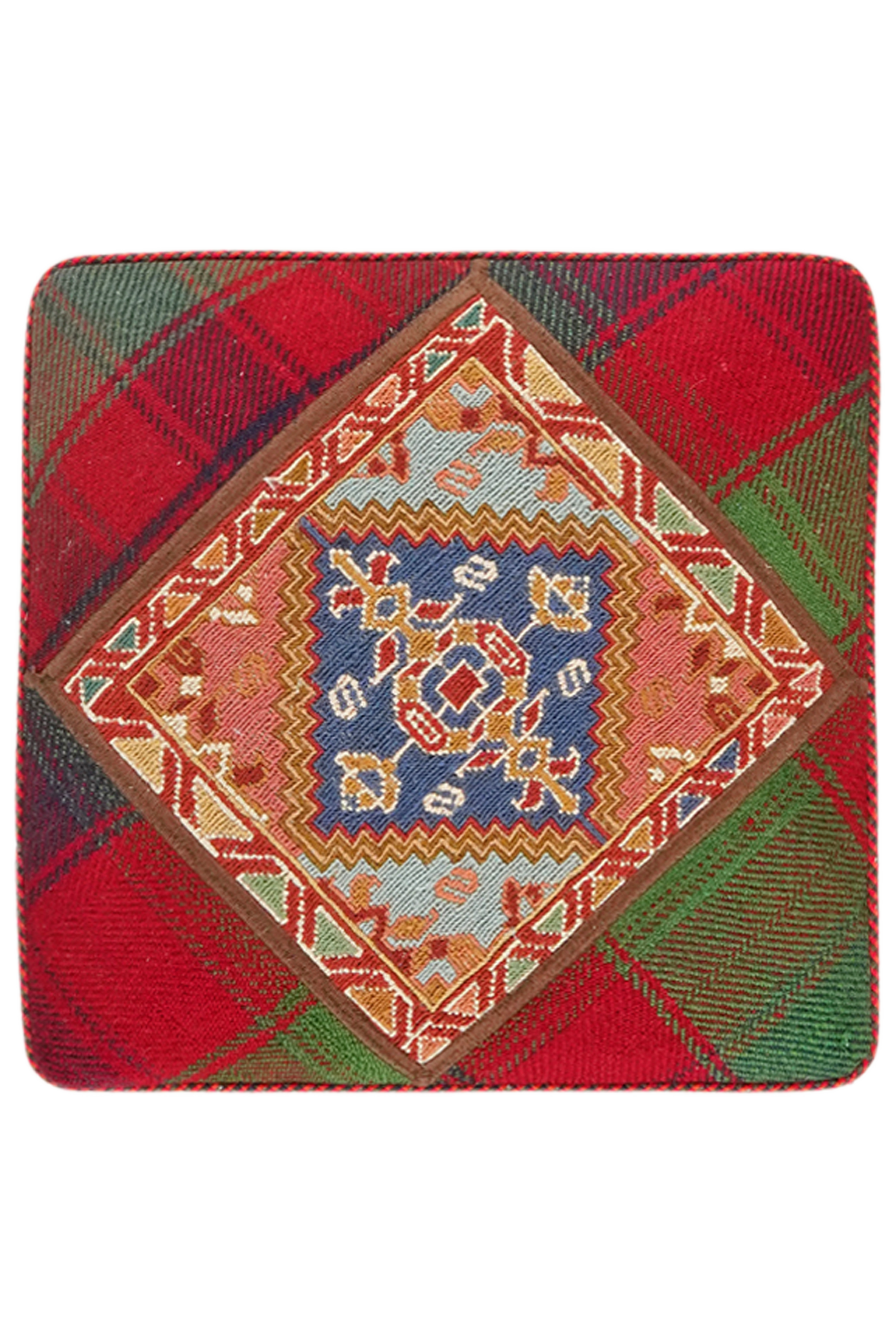 Kelim Pouf — Handgefertigt, 47x47 cm, Bunt, 100% Virgin Wool | View 5