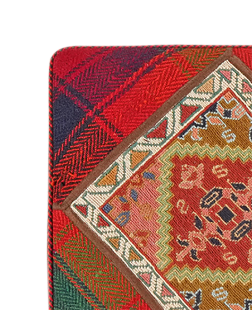 Kelim Pouf — Handmade, 47x47 cm, Multicolor, 100% Virgin Wool | View 3