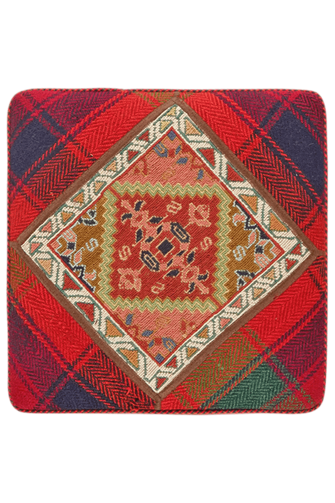 Kelim Pouf — Handmade, 47x47 cm, Multicolor, 100% Virgin Wool | View 7