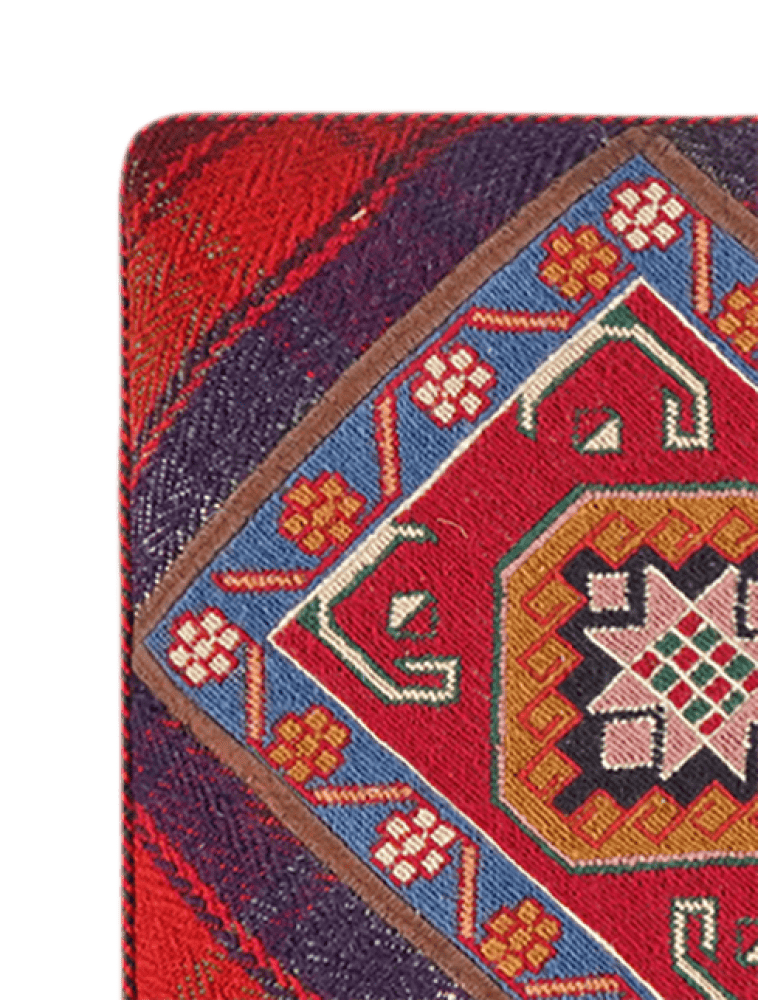 Kelim Pouf — Handmade, 47x47 cm, Multicolor, 100% Virgin Wool | View 3