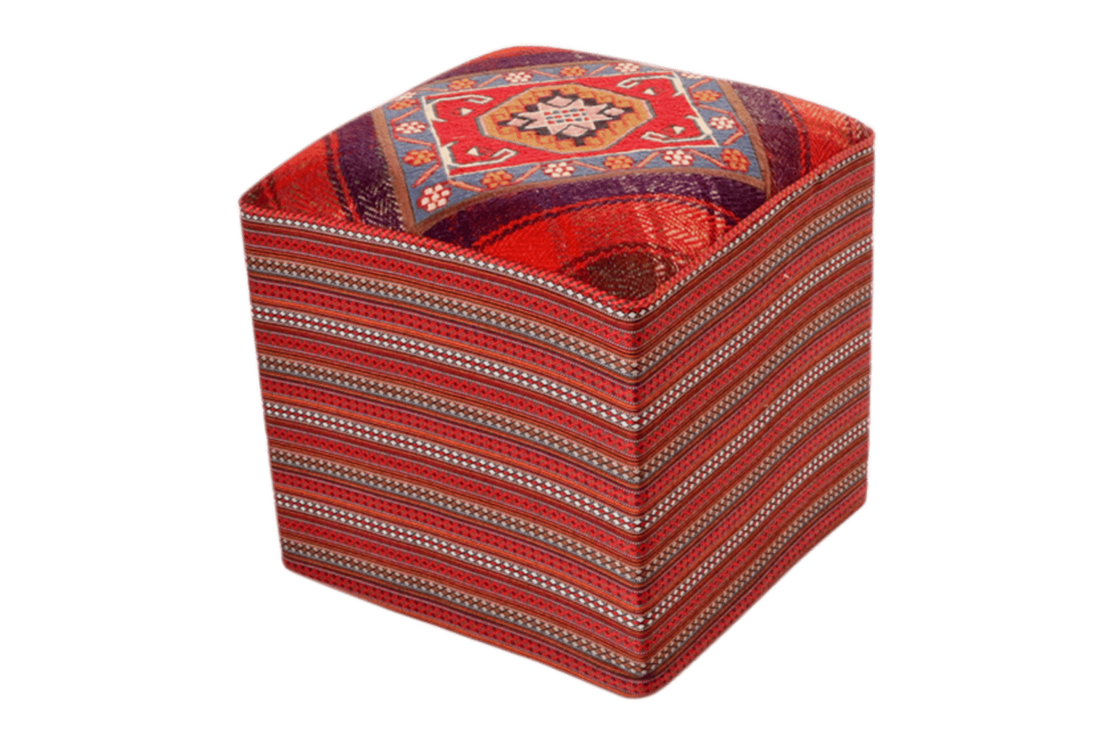Kelim Pouf — Handmade, 47x47 cm, Multicolor, 100% Virgin Wool | View 6