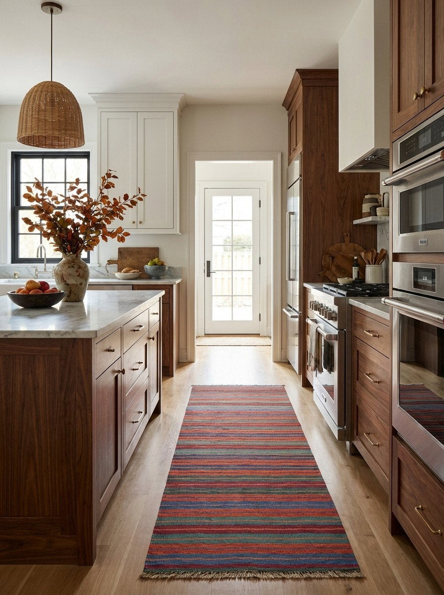 Kelim Gashgai — Handgefertigt, 197x62 cm, Bunt, 100% Virgin Wool | Back view