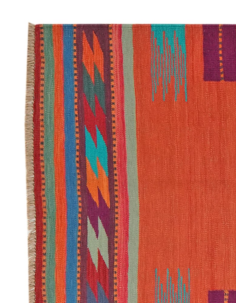 Kelim Gashgai — Handmade, 102x243 cm, Red, 100% Virgin Wool | View 3