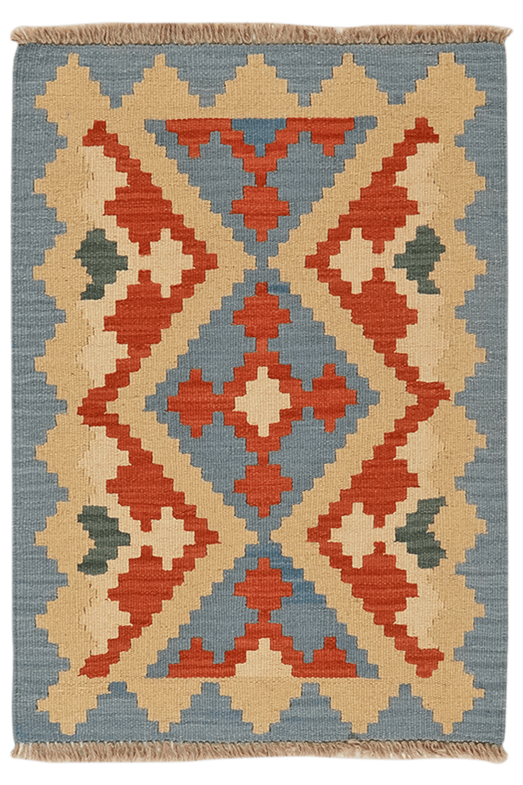 Kelim Gashgai — Handmade, 66x92 cm, Blue, 100% Virgin Wool | Main view