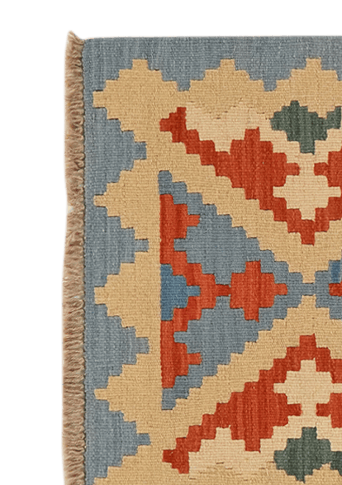 Kelim Gashgai — Handmade, 66x92 cm, Blue, 100% Virgin Wool | View 3