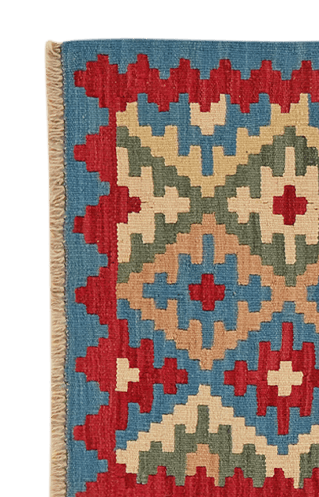 Kelim Gashgai — Handmade, 66x92 cm, Blue, 100% Virgin Wool | View 3
