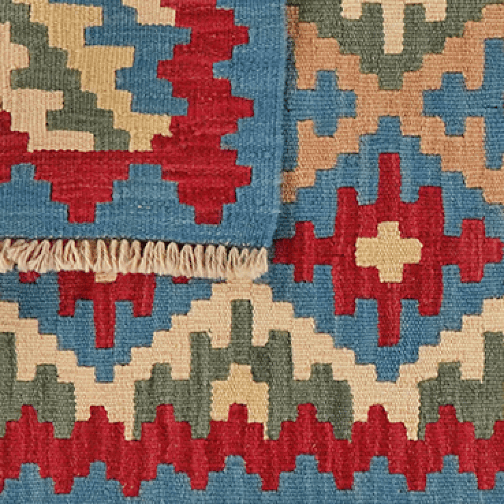 Kelim Gashgai — Handmade, 66x92 cm, Blue, 100% Virgin Wool | View 6