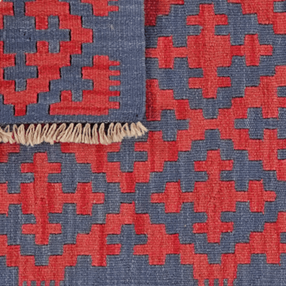 Kelim Gashgai — Handmade, 65x90 cm, Blue, 100% Virgin Wool | View 6