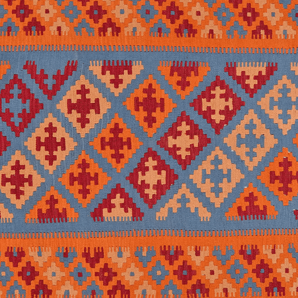 Kelim Gashgai — Handmade, 159x202 cm, Blue, 100% Virgin Wool | View 4