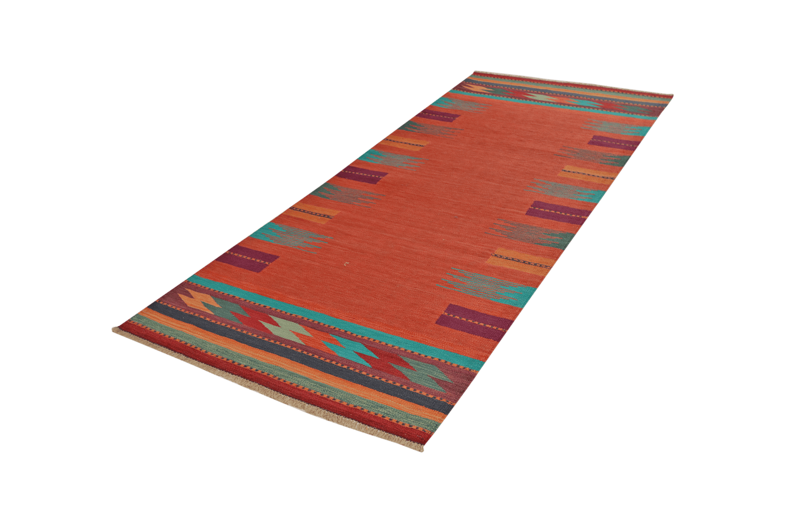 Kelim Gashgai — Handmade, 101x252 cm, Red, 100% Virgin Wool | View 5