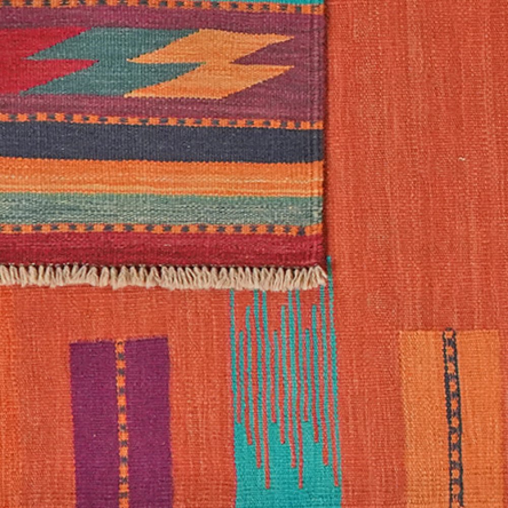 Kelim Gashgai — Handmade, 101x252 cm, Red, 100% Virgin Wool | View 6