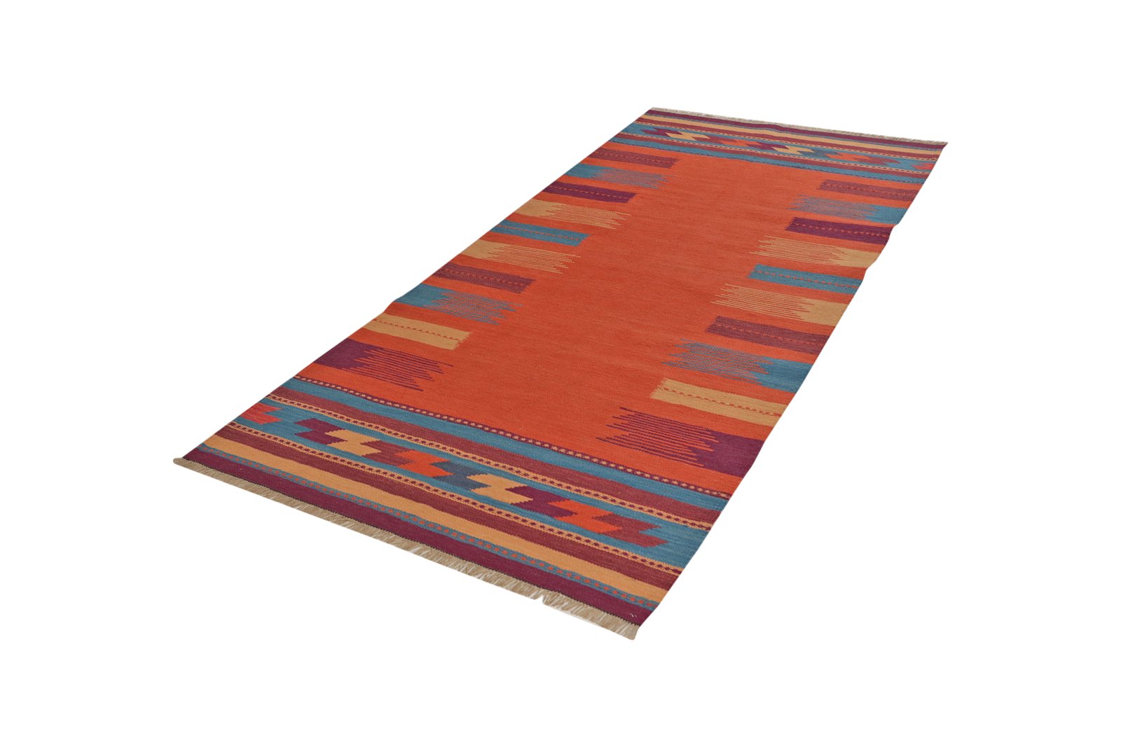 Kelim Gashgai — Handmade, 104x239 cm, Red, 100% Virgin Wool | View 5