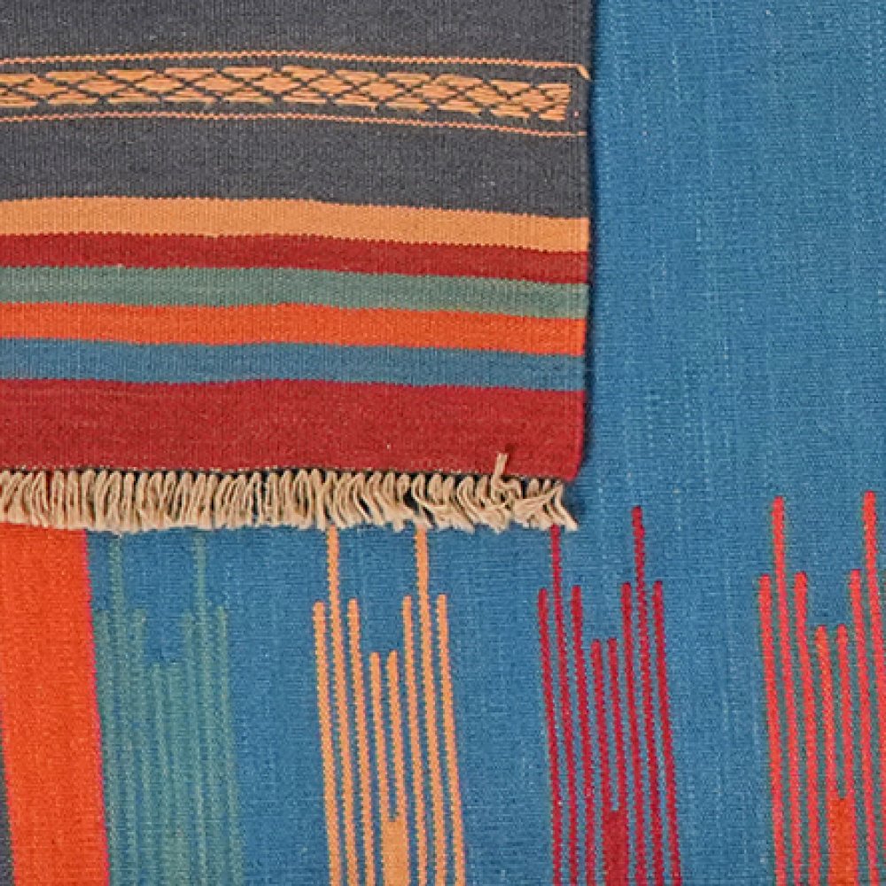 Kelim Gashgai — Handmade, 101x255 cm, Blue, 100% Virgin Wool | View 6