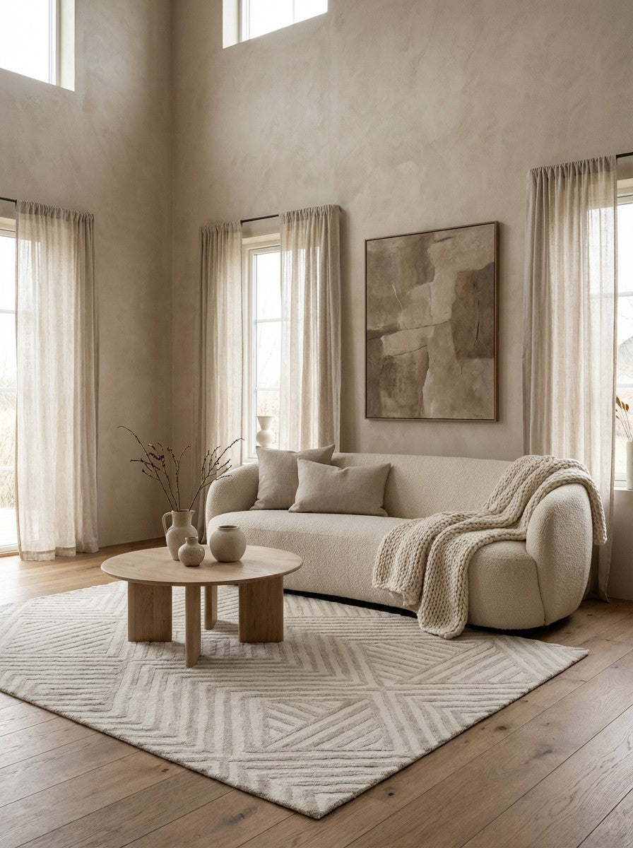 Maze — Hand-knotted, 170x240 cm, Beige, 100% Virgin Wool | Detail view