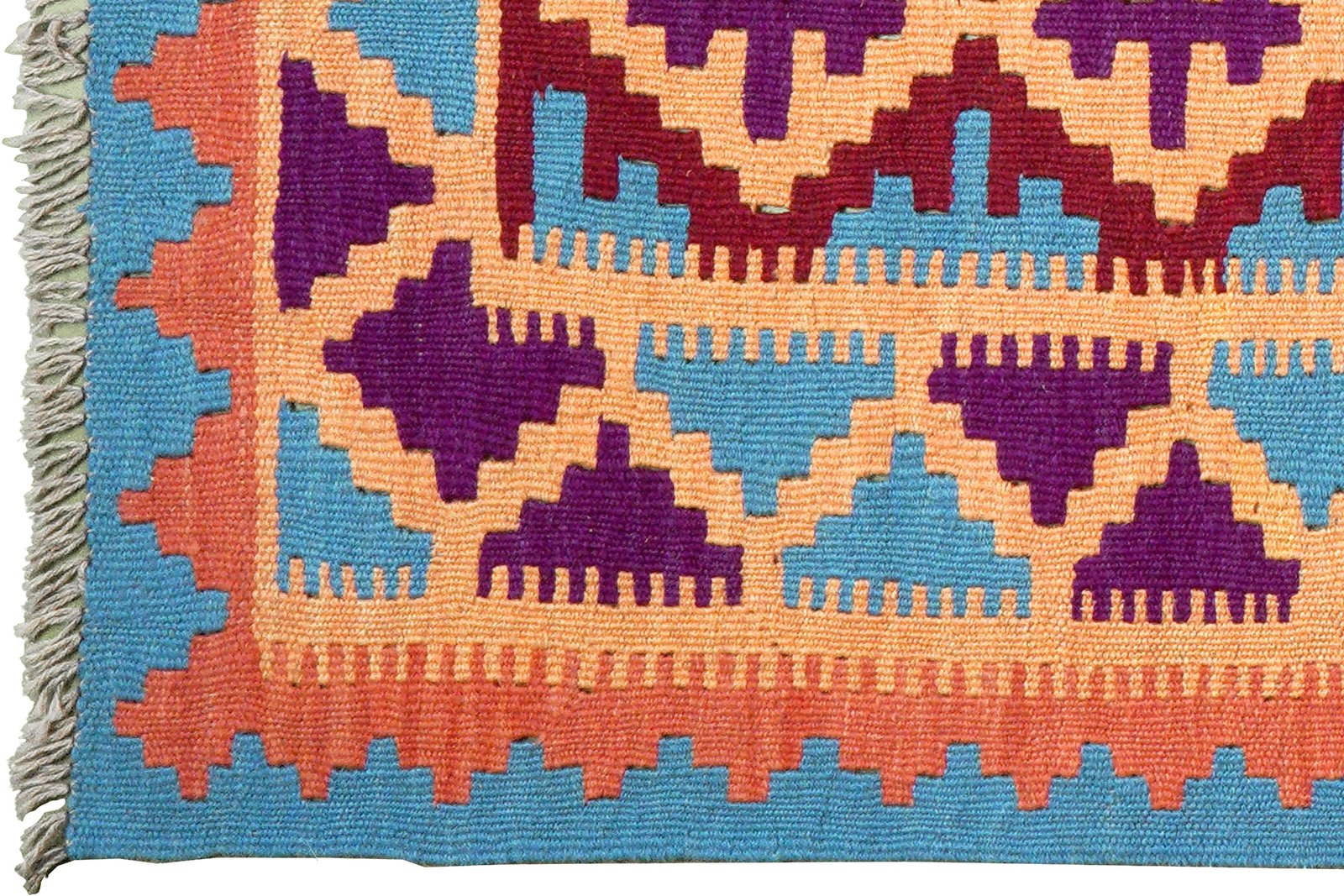 Kelim Gashgai — Handmade, 122x179 cm, Blue, 100% Virgin Wool | View 3