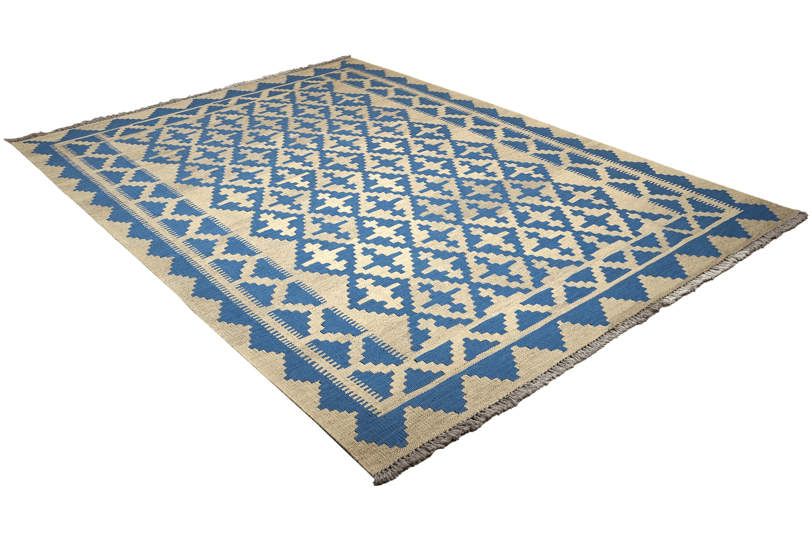 Kelim Gashgai — Handmade, 176x237 cm, Blue, 100% Virgin Wool | View 4
