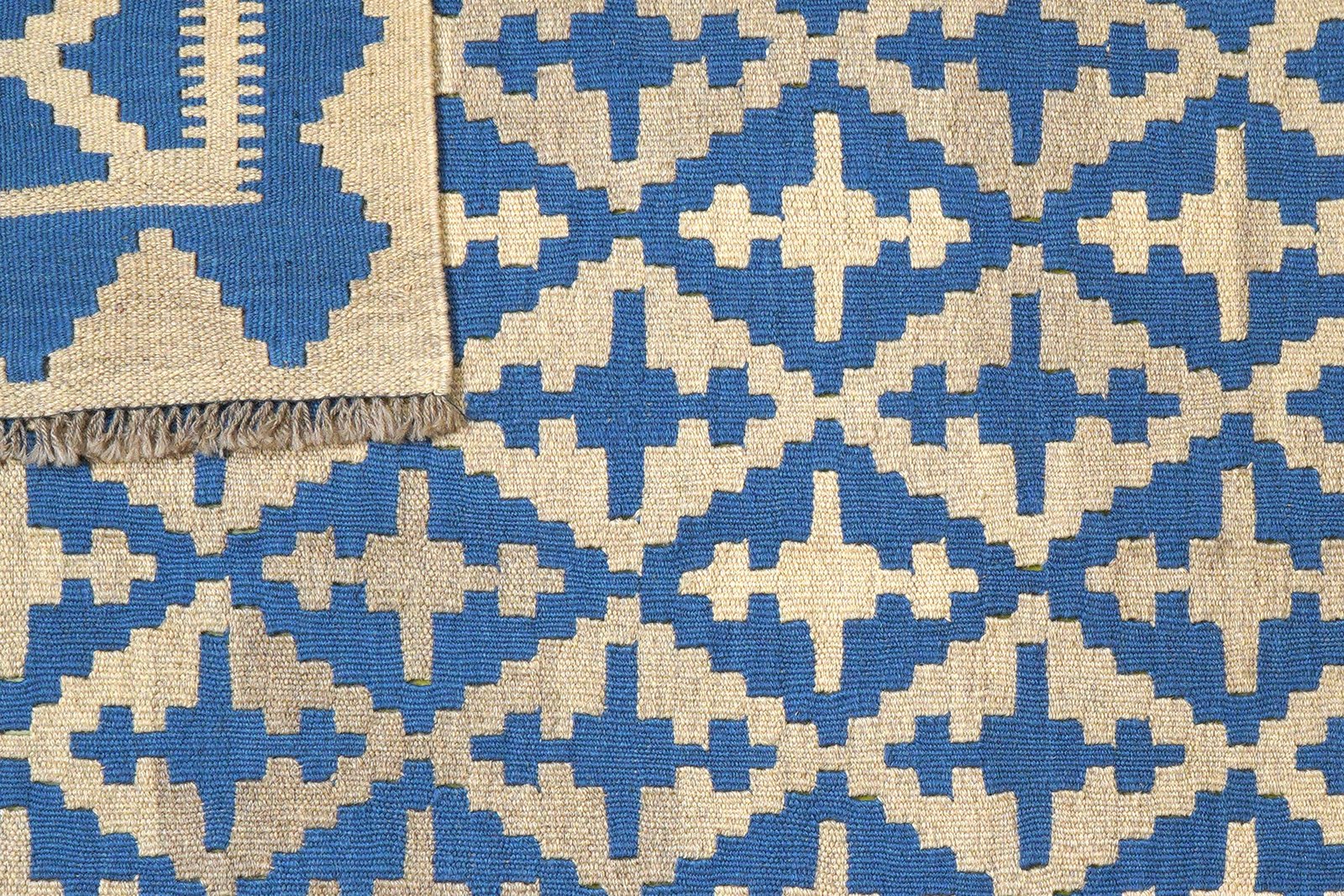 Kelim Gashgai — Handmade, 176x237 cm, Blue, 100% Virgin Wool | View 6