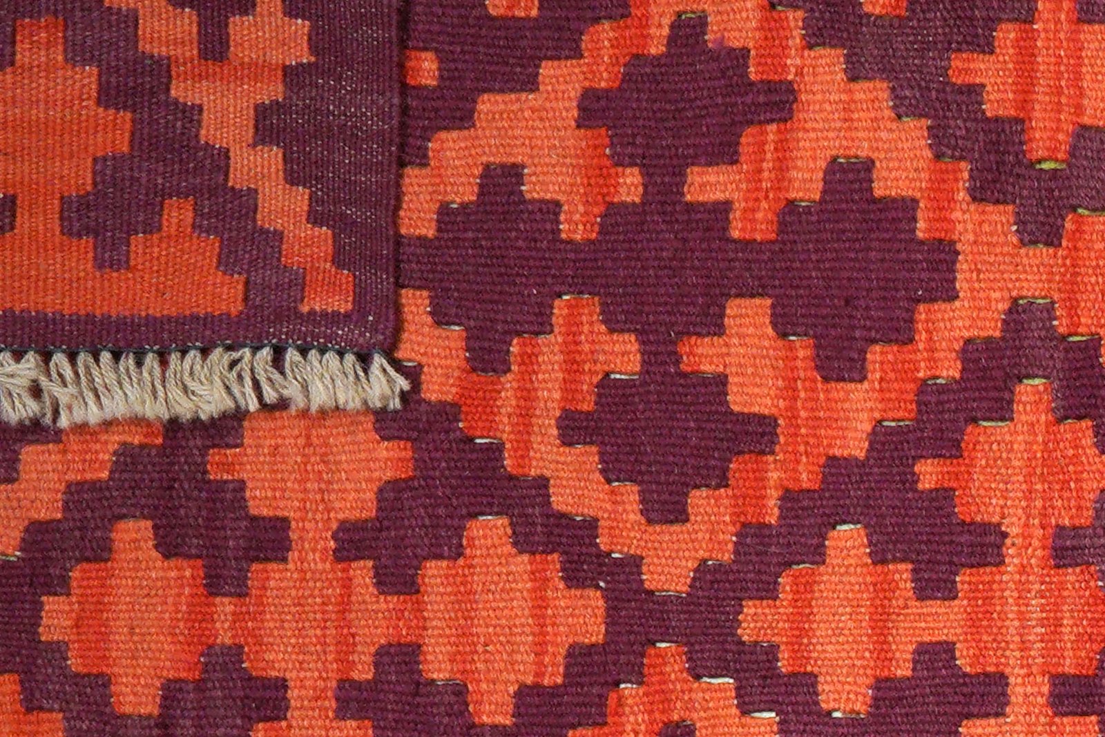 Kelim Gashgai — Handmade, 123x196 cm, Orange, 100% Virgin Wool | View 6