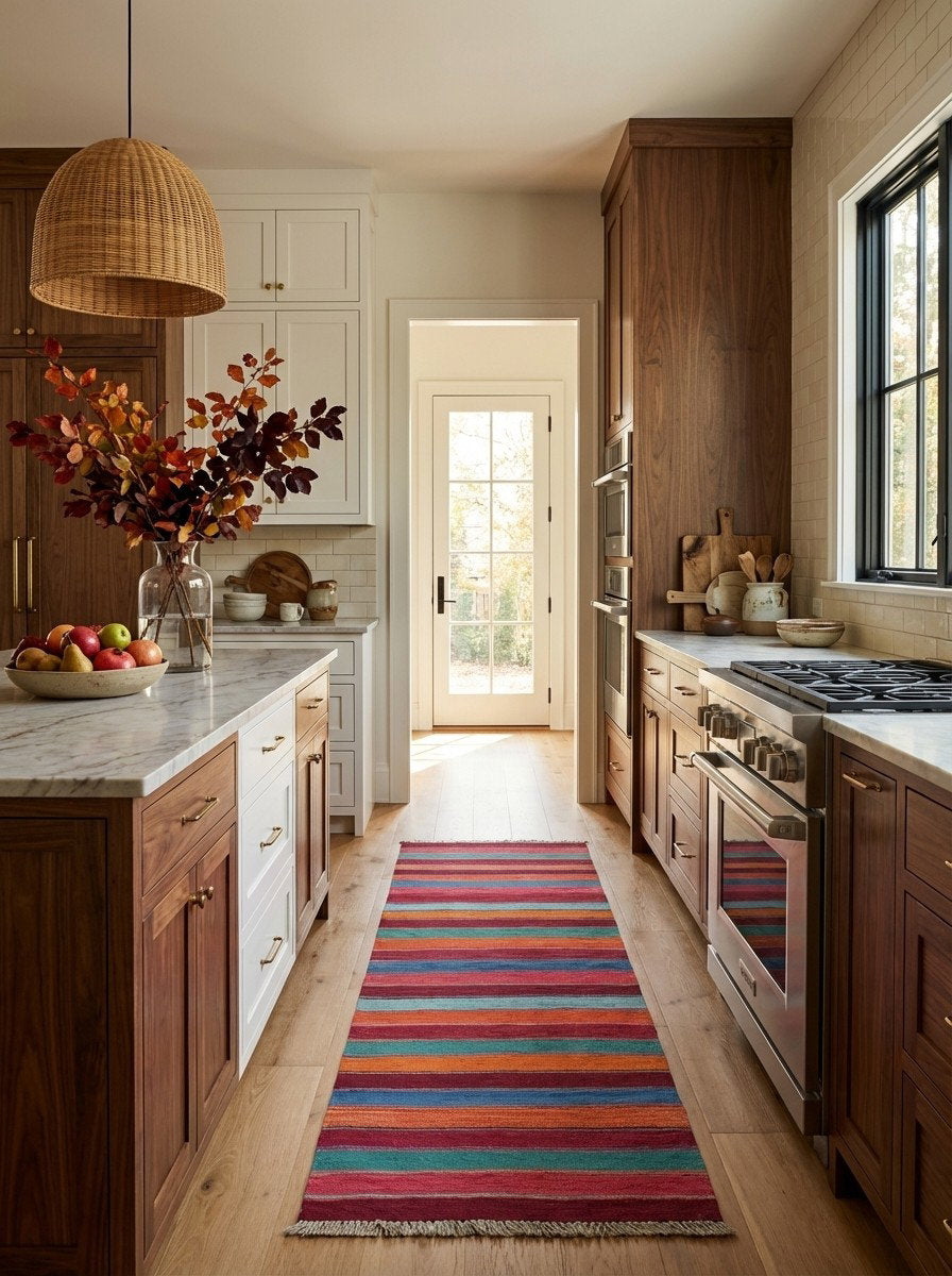 Kelim Gashgai — Handgefertigt, 213x62 cm, Bunt, 100% Virgin Wool | Back view