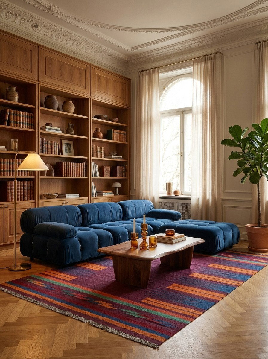 Kelim Gashgai — Handgefertigt, 189x134 cm, Bunt, 100% Virgin Wool | Back view