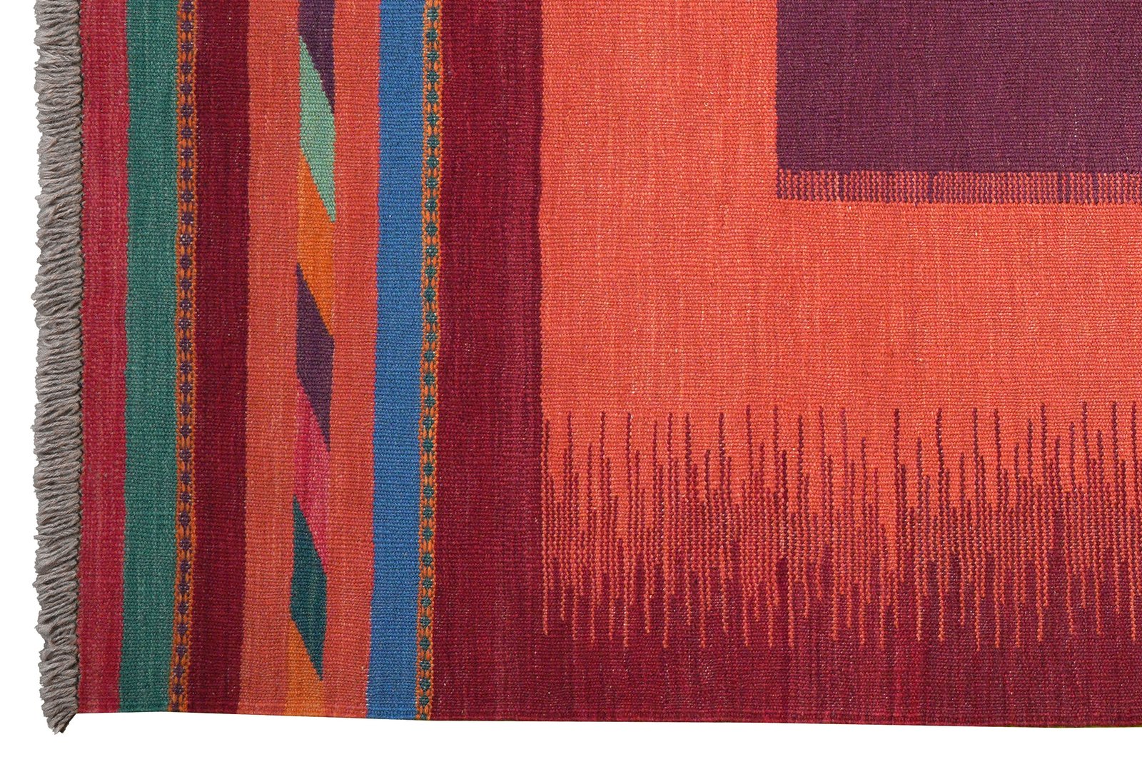 Kelim Gashgai — Handmade, 130x180 cm, Orange, 100% Virgin Wool | View 3