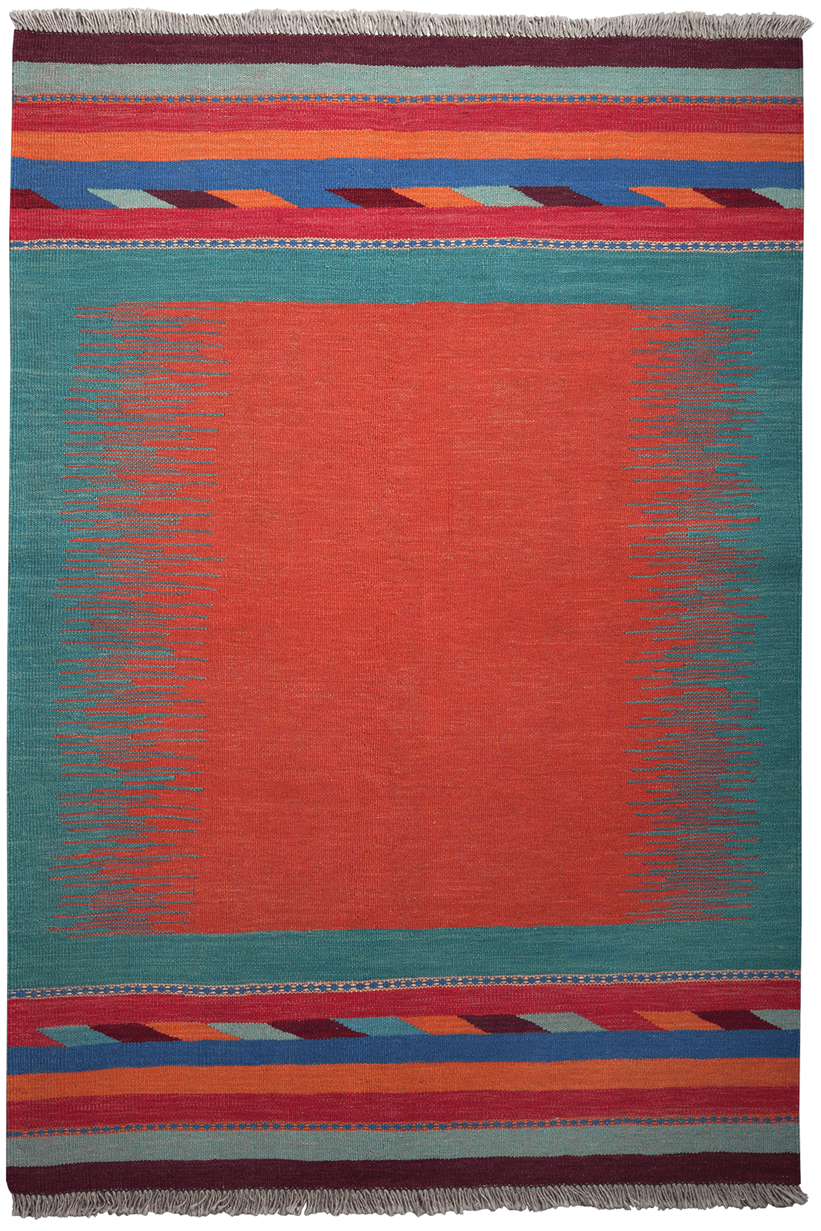 Kelim Gashgai — Handmade, 127x186 cm, Red, 100% Virgin Wool | Main view