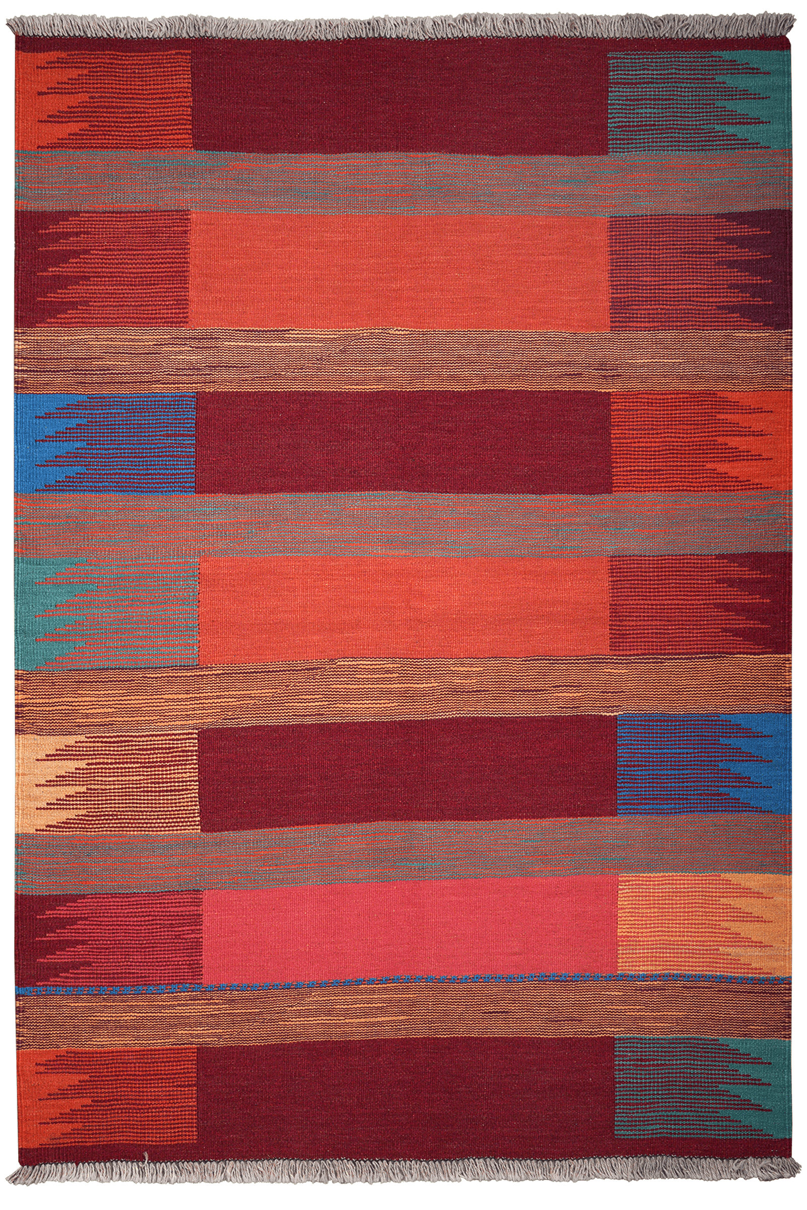 Kelim Gashgai — Handmade, 129x187 cm, Red, 100% Virgin Wool | Main view