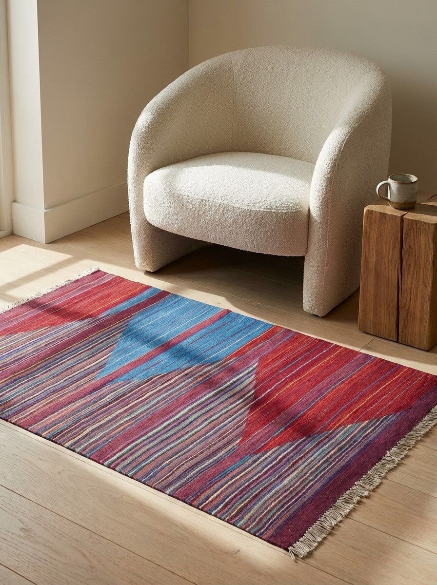 Kelim Gashgai — Handmade, 100x150 cm, Multicolor, 100% Virgin Wool | Detail view