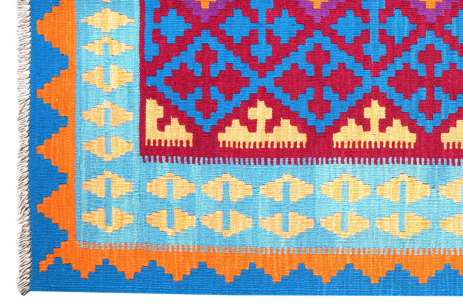 Kelim Gashgai — Handmade, 125x179 cm, Red, 100% Virgin Wool | View 3