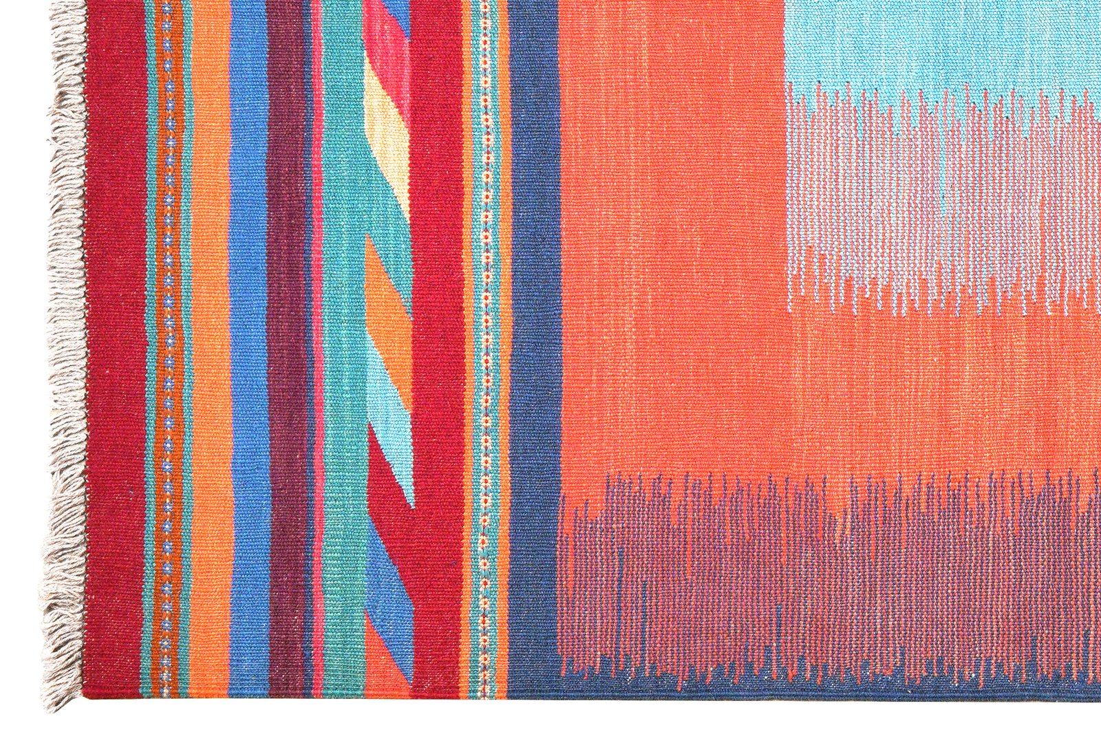 Kelim Gashgai — Handmade, 127x180 cm, Orange, 100% Virgin Wool | View 3