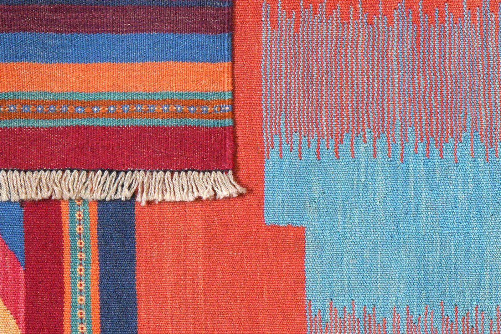 Kelim Gashgai — Handmade, 127x180 cm, Orange, 100% Virgin Wool | View 6