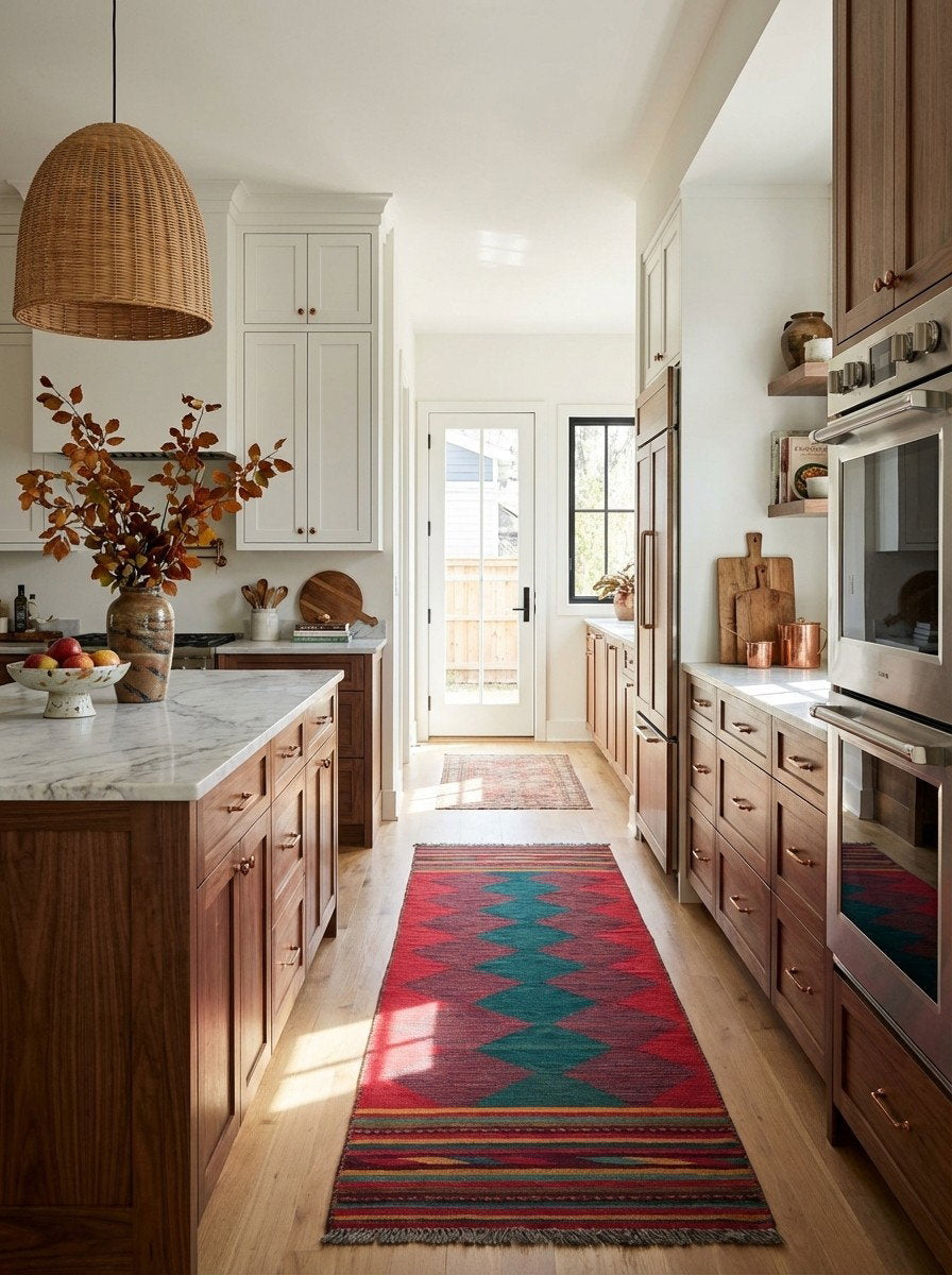 Kelim Gashgai — Handgefertigt, 295x79 cm, Bunt, 100% Virgin Wool | Back view