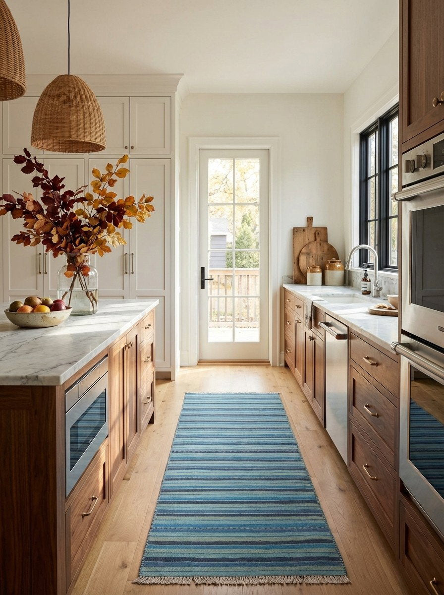 Kelim Gashgai — Handgefertigt, 196x60 cm, Bunt, 100% Virgin Wool | Back view