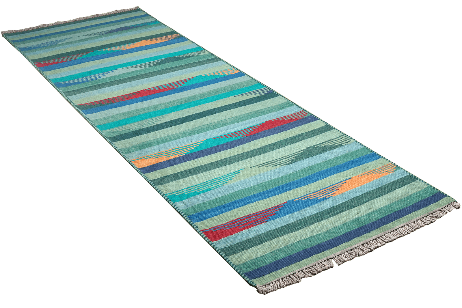 Kelim Gashgai — Handmade, 79x253 cm, Blue, 100% Virgin Wool | View 4